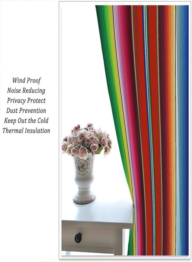 JESTRONRY Cinco de Mayo Curtains, Mexican Serape Colorful Stripes Vertical Lines Latino Design Colorful Ethnic Style Window Treatments Curtains for Living Room Bedroom Decor 42x45 Inch Decor - Image 4